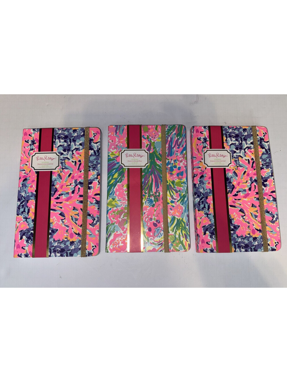 Set of 3 Lilly Pulitzer Journal Lined Elastic 2 Fan Sea Pants & Coco Coral Crab